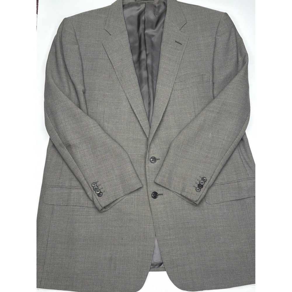 Ermenegildo Zegna Su Misura‎ Mens 100% Wool Blazer Suit Jacket Gray Micro Plaid
